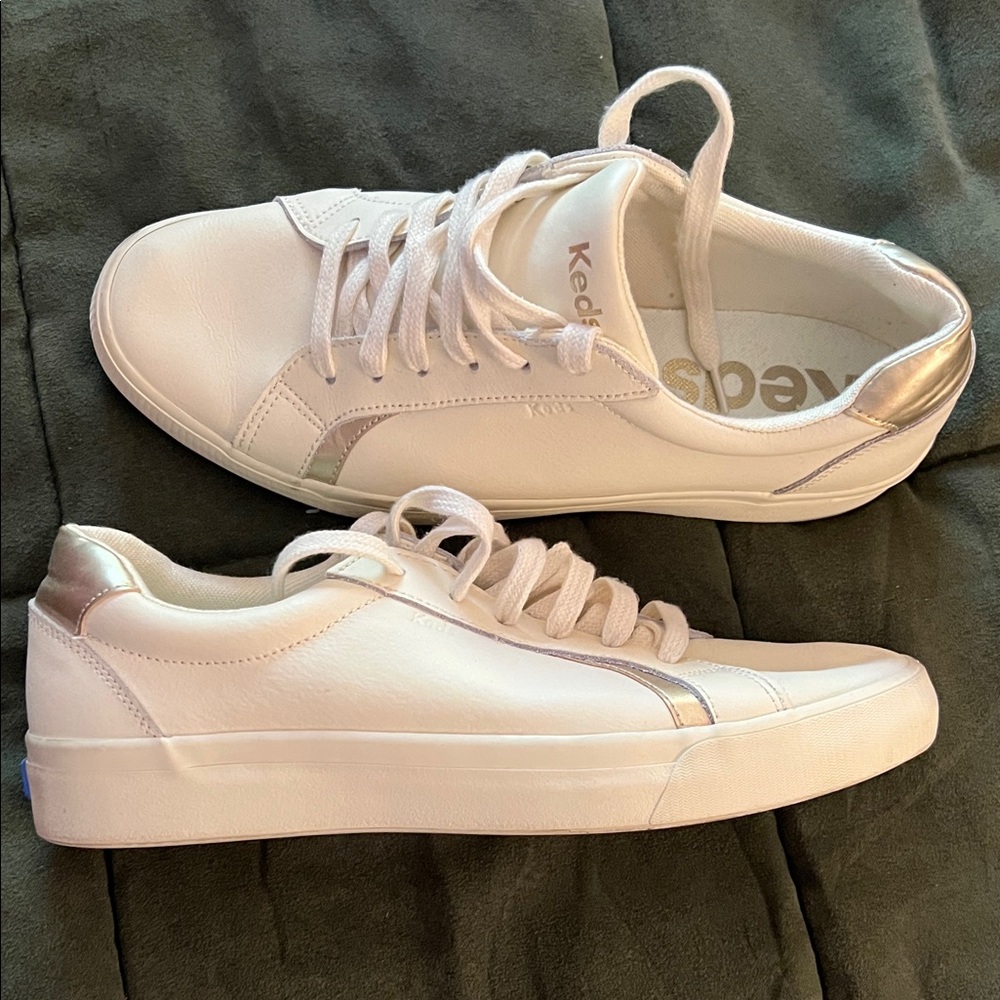 Keds Women's White and Gold Sneakers